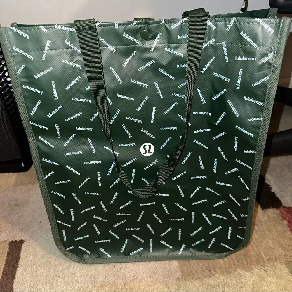 Bundle 2 Lululemon Holiday Reusable Shopping Gift Bag Totes - Green - Picture 5 of 6